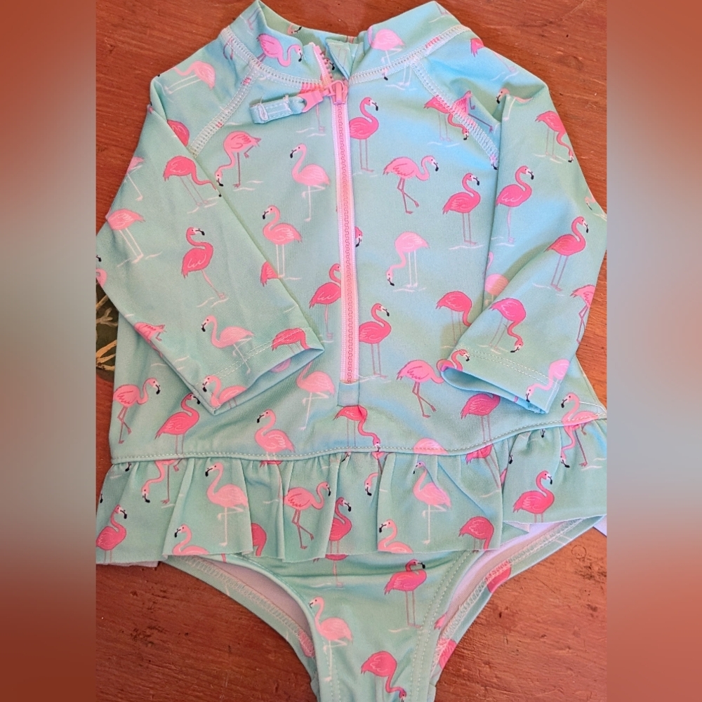 Wippette Pink Flamingo Kids Swim Rashguard